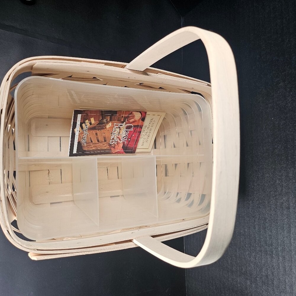 Longaberger, 2001 Spring Basket White Wash Protector and Divided Utensil Caddy - Picture 2 of 10